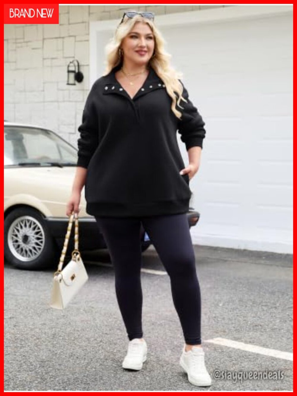Fleece Henley Neck Oversized Pullover Sweatshirt Plus Size Long Sleeve - Picture 5 of 6